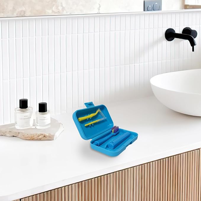 3-Pack Dental Care Kit - Angled Orthodontic Toothbrush, Interdental Brush, and Standard Toothbrush with Travel Case, Soft Bristles for Braces and Teeth Cleaning