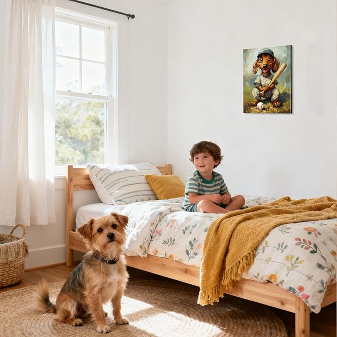 YOUHONG Animal Posters Animal Pictures Wall Decor Dog Wall Art with Built-in Wooden Frame - Sports Poster Dog Pictures for Bedroom & Living Room Decor Easy Hanging (12x15.7 Inches)