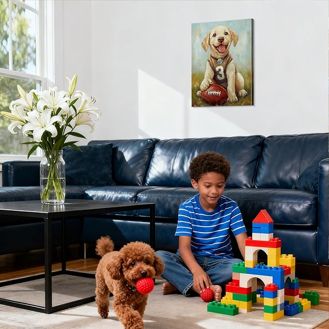 YOUHONG Animal Posters Animal Canvas Wall Art Dog Art with Inner Wooden Frame - Lightweight & Easy to Hang, Sports Wall Decor for Boys Bedroom & Living Room Decoration (12x15.7 Inches)