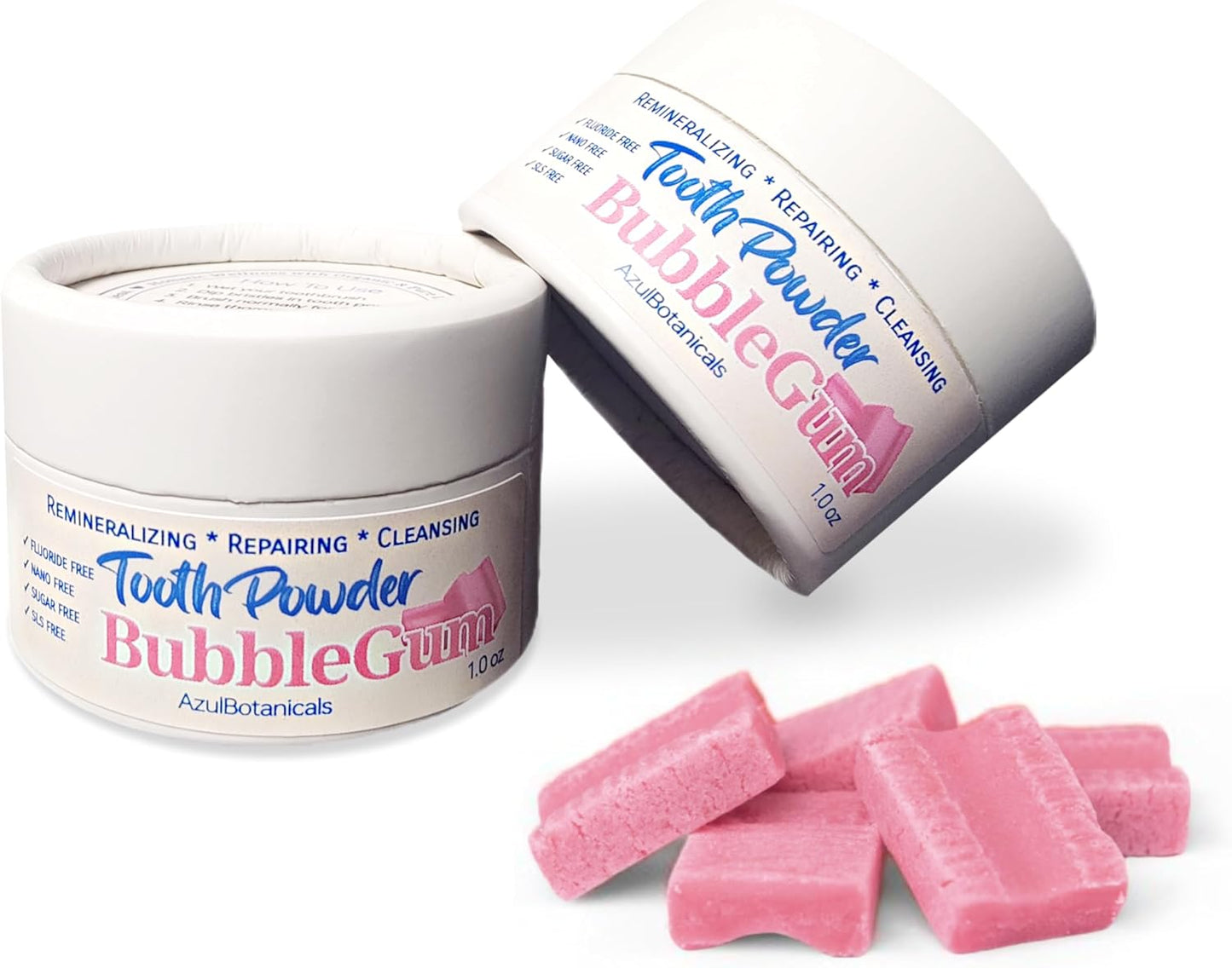 Remineralizing & Cleansing Tooth Powder, Bubblegum. Fluoride Free, SLS Free, Nano Free for Organic Oral Wellness (1 Ounces, 2 Pack)