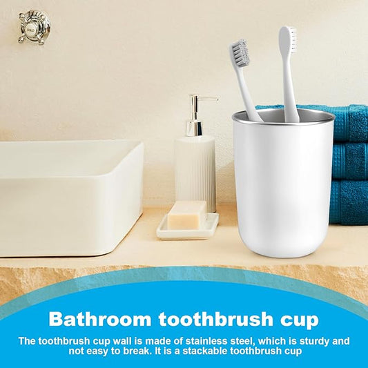 Stainless Steel Mouth wash Cup 12 oz Toothbrush Cup Stainless Steel Small Children Cups for Home，BPA-Free Insulated Tumbler for Home & Outdoor Activities drinking cup (white)