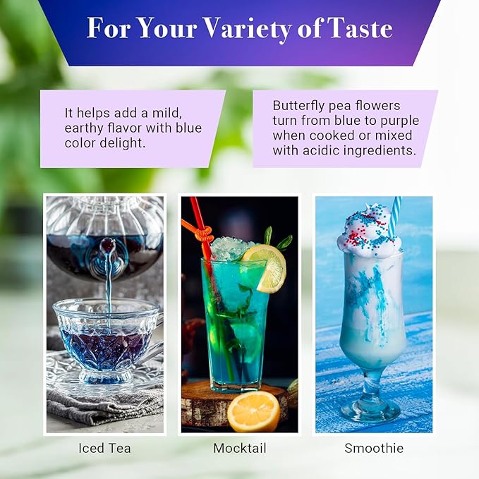 Butterfly Pea Flower 4 oz, Loose Leaf Cut & Sifted (300+ Cups), Non-GMO Dried Flowers, Natural Blue, Purple Drinks & Food Coloring, Premium Quality, By Yogi’s Gift®