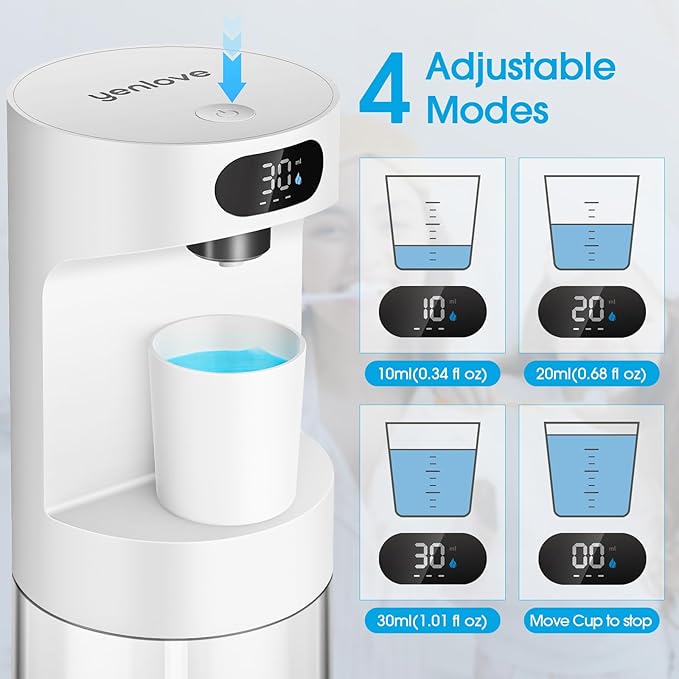 Automatic Mouthwash Dispenser for Bathroom,20.29 oz Touchless Electric Mouth Wash Dispensers Bathroom Accessories Set with 4 Magnetic Cups,4 Modes Wall Mounted Mouth Wash Dispenser for Home & Kids