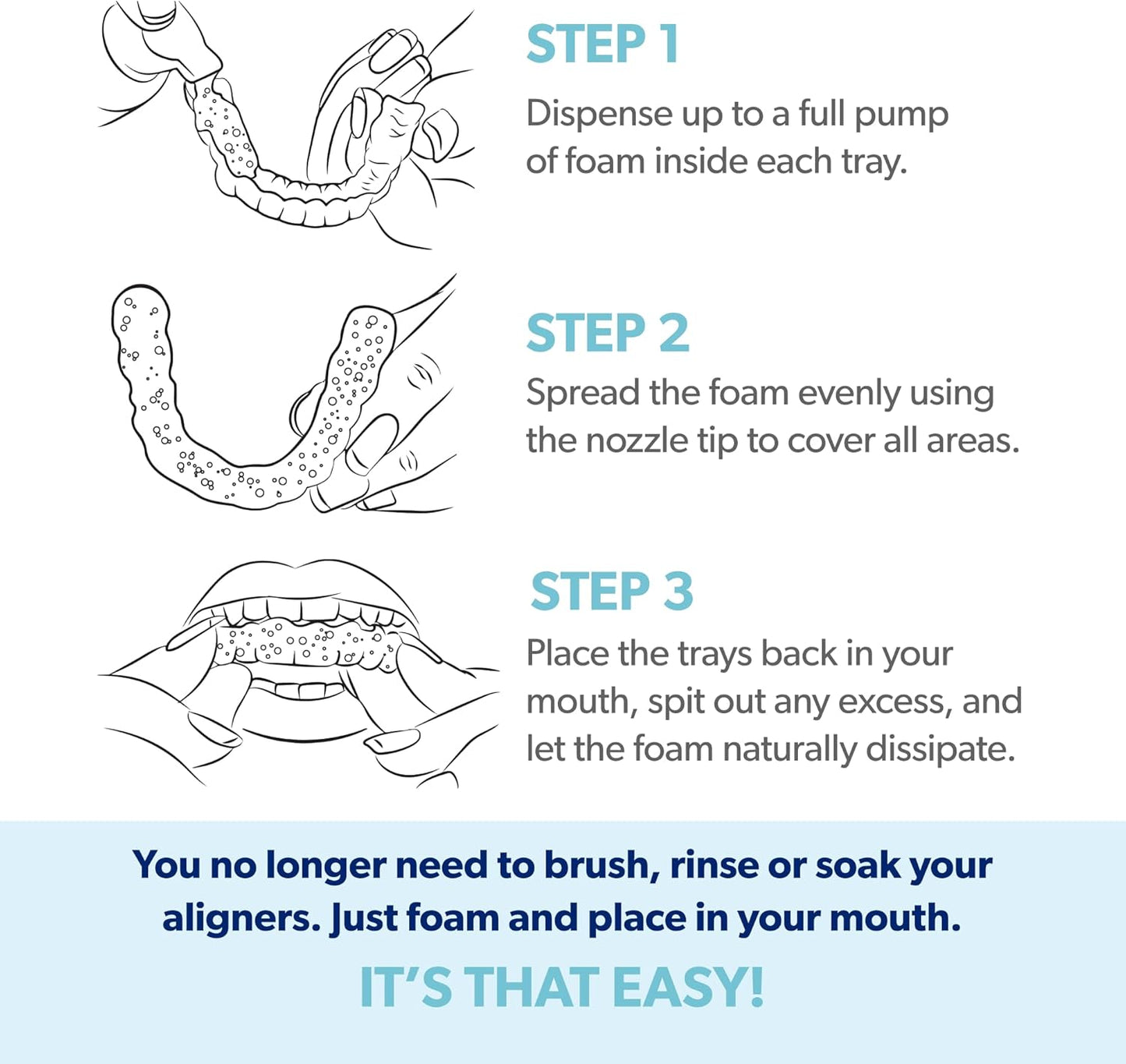 EverSmile AlignerFresh Extra Whitening Foam – Cleaner Compatible with All Clear Aligners and Retainers – Eliminates Bacteria, Whitens Teeth, Fights Bad Breath – 50ml (1 Pack)