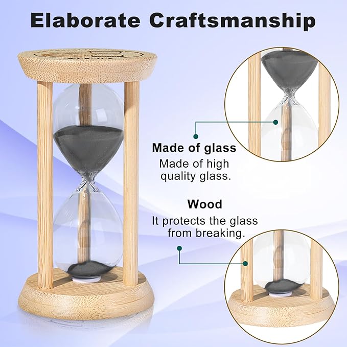 SuLiao Wooden Sand Timer 5 Minute Hourglass, Beech Small Black Sand Watch 5 Min, Reloj De Arena Hour Glass Sandglass for Home Office Decorative Game Classroom