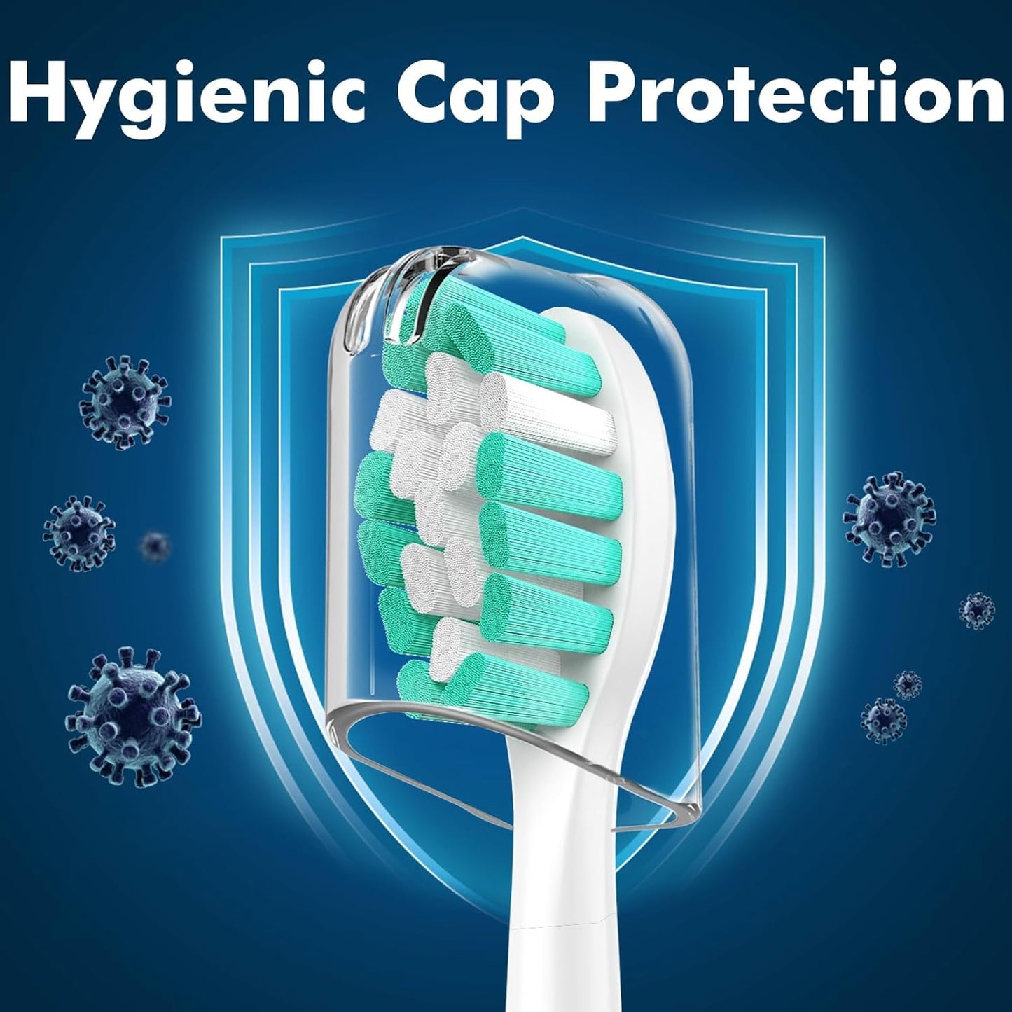 Replacement Toothbrush Heads Compatible with Philips Sonicare Protectiveclean C1 C2 4100 5100 6100 9024 6250, White, 10 Sonic Electric Brush Head (Green White, Medium)