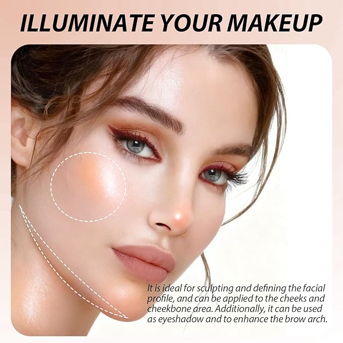 Highlighters Makeup Palettes,Face Glitter Glow Makeup Natural Glow Finish,Face Body Highlighters & Luminizers, Pearl Shimmer Highlighter Makeup Smooth Baked Powder,02-Sun Glow