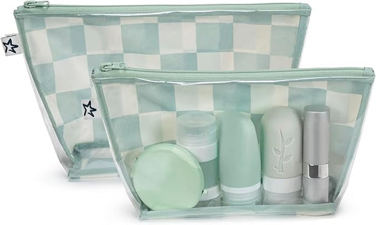 Tiny Twinkle Diaper Bag Organizing Pouches | Mess-Proof Clear Front Travel Organizer Bags | TSA Approved Toiletry Bag Set for Baby and Mom Essentials