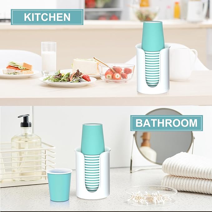Bathroom Cup Holder White Disposable Paper Cup Dispenser, for 5 Ounce Bath Cups,2 Pack Mouthwash Cup Holder 5oz Cup Dispenser for Bathroom Countertop