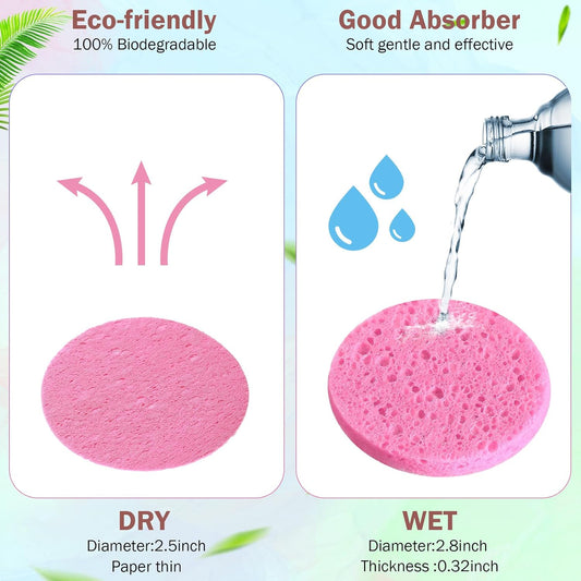 300 Count Compressed Facial Sponges Natural Face Sponges for Cleansing Disposable Facial Exfoliating Pads for Estheticians(Colorful)