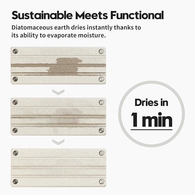 2 Pack Fast Drying Water Absorbing Diatomite Stone Mat Tray for Kitchen & Bathroom Counter - Instant Dry Sink Caddy Organizer - Vanity Holder for Soap and Sponge – Beige Gray 10" x 4"