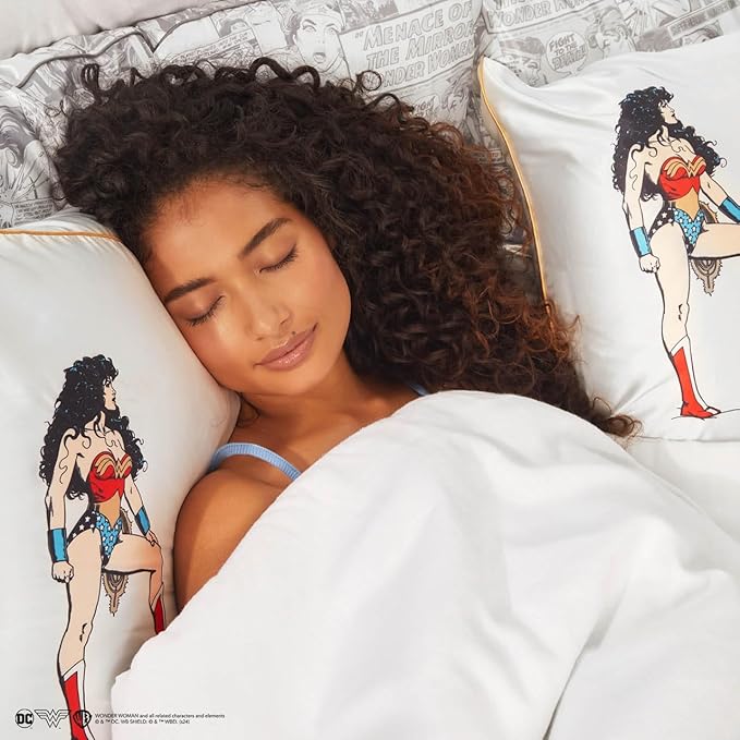 Kitsch Wonder Woman (Believe in Wonder) Satin Pillowcase with Zipper Softer Than Silk, Luxury Cooling Pillowcase for Hair & Skin, Wrinkle Prevention, King Size 19X36