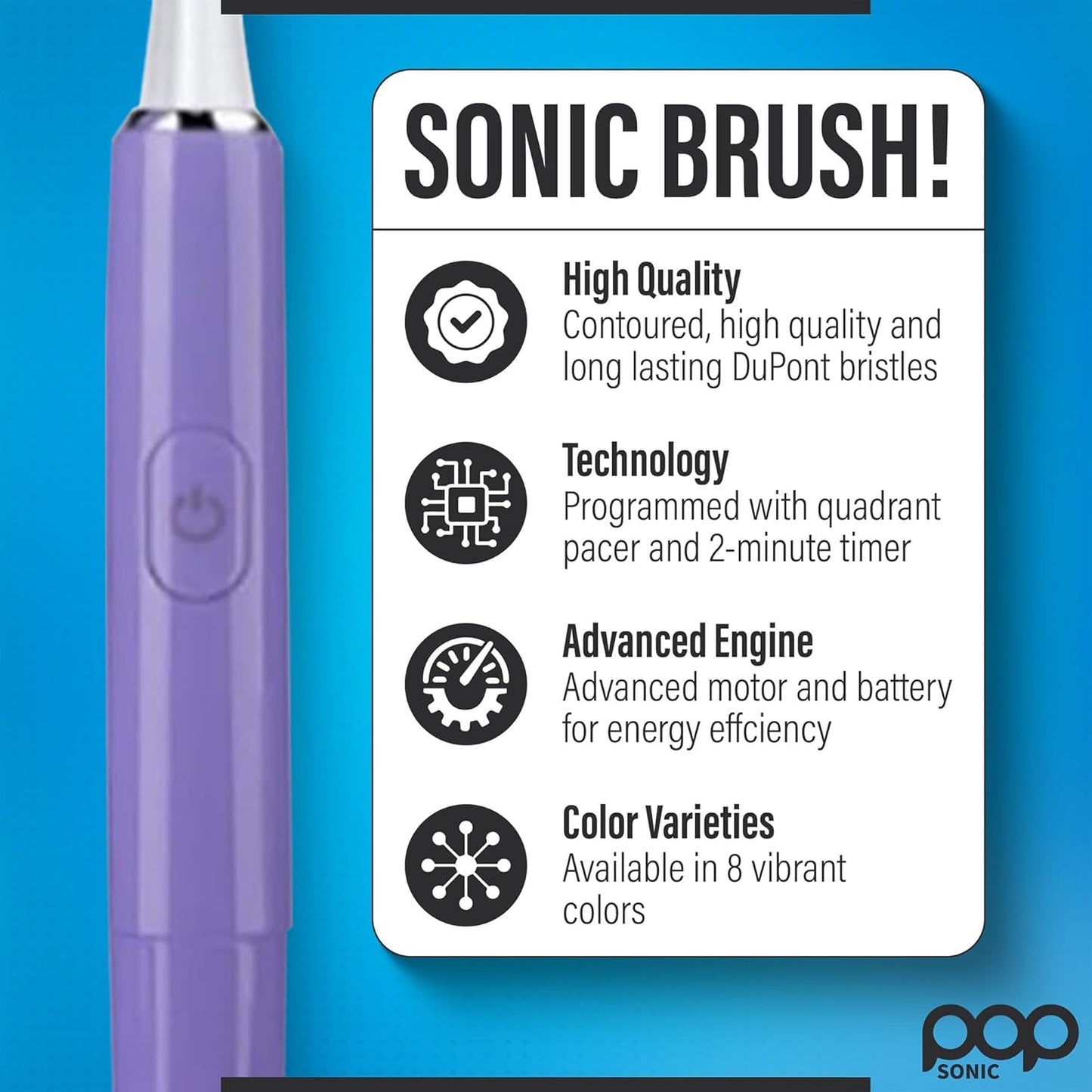 Go Plus Sonic Toothbrushes for Adults w/Electric Toothbrush Case - Electric Toothbrush for Adults & Kids - Sonic Toothbrush w/ 2 Speeds - 18000-24000 Vibrations Per Minute (Punchy Purple)