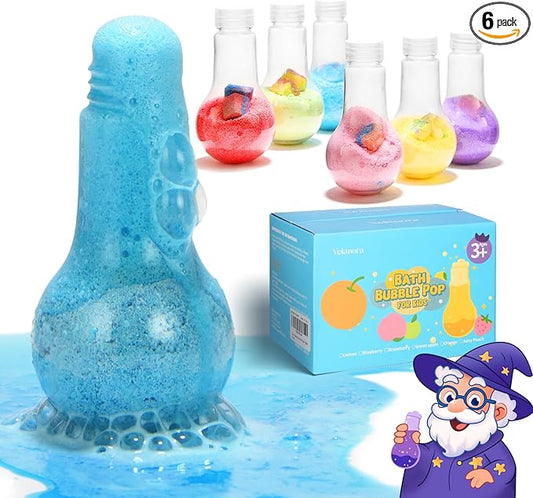 Velanora 6 Pack Bath Potions Kit for Kids Fun Bath Bombs Interactive Bath Toys Nontoxic Scientific Experiment Children's Enlightenment Kids Potion kit for Bathtubs and Pools Applicable to Age 3＋