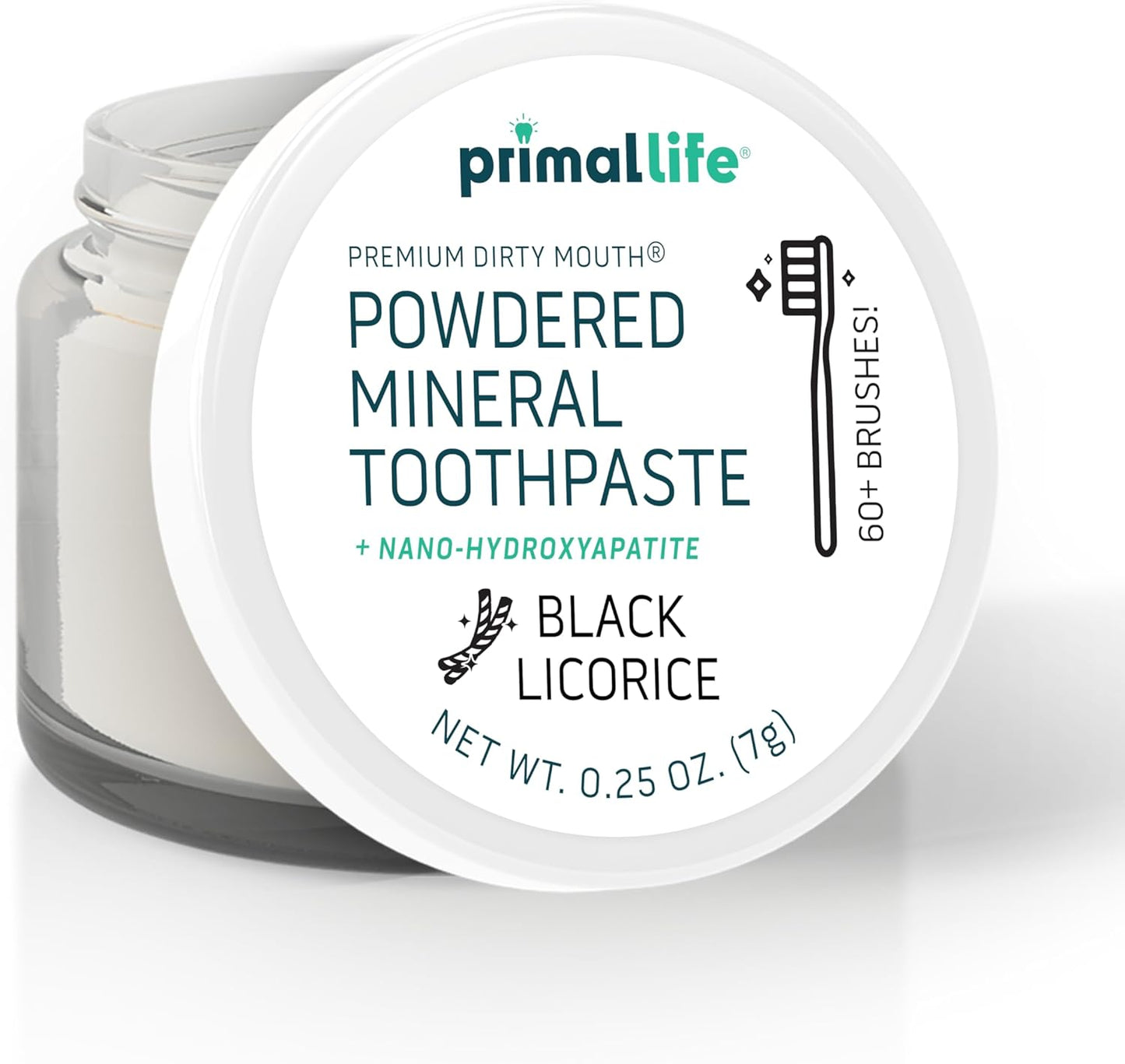 Primal Life Organics - Dirty Mouth Toothpowder, Tooth Cleaning Powder, Flavored Essential Oils with Natural Kaolin & Bentonite Clay, Good for 60+ Brushings, Organic, Vegan (Black Licorice, 0.25 oz)