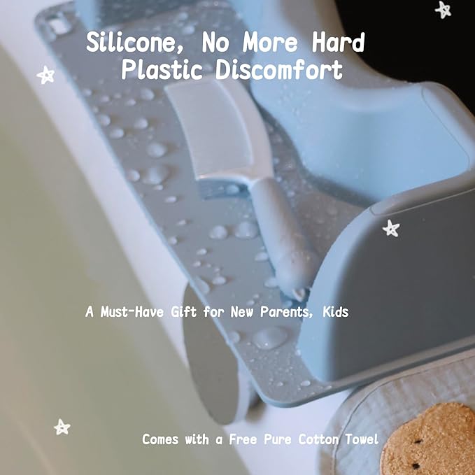 Portable Hair Washing Station for Kids, Toddlers, Tear-Free Shampoo Bowl with Neck Support, Silicone Hair Wash Basin for Sink or Bathtub,Blue