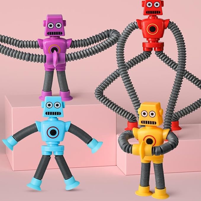 Limpskys 4Pcs Suction Cup Robot Toy,Robot Toys for Kids 3-5 5-7,Autism Sensory Products,Toys for Ages 5-7,Sensory Toys for Kids with Autism
