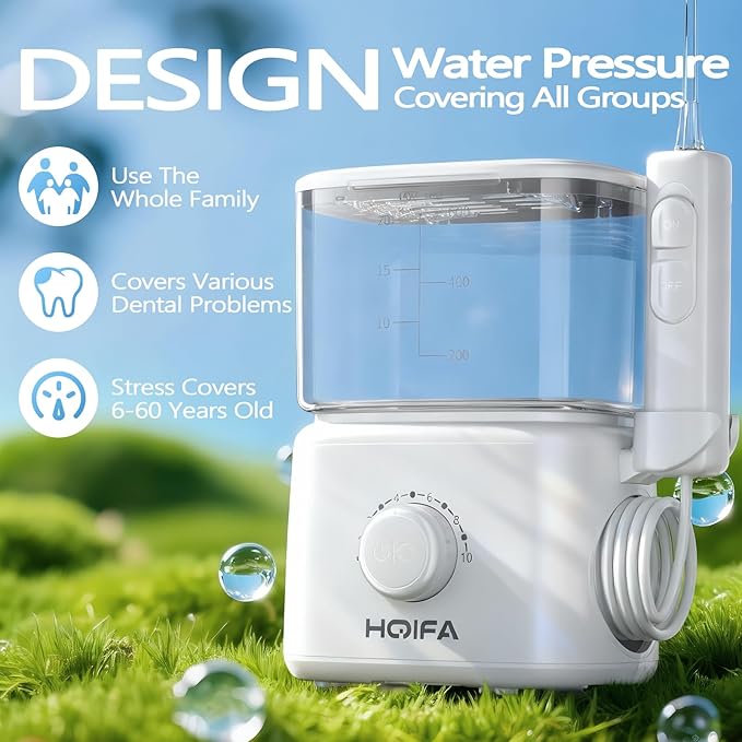 Water Dental Flosser, 600ML Large Water Tank Oral Irrigator for Teeth, 10 Modes Water Flosser with 5 Jet Tips Suitable for Multiple Users, IPX7 Waterproof Electric Flossing Machine for Family, White