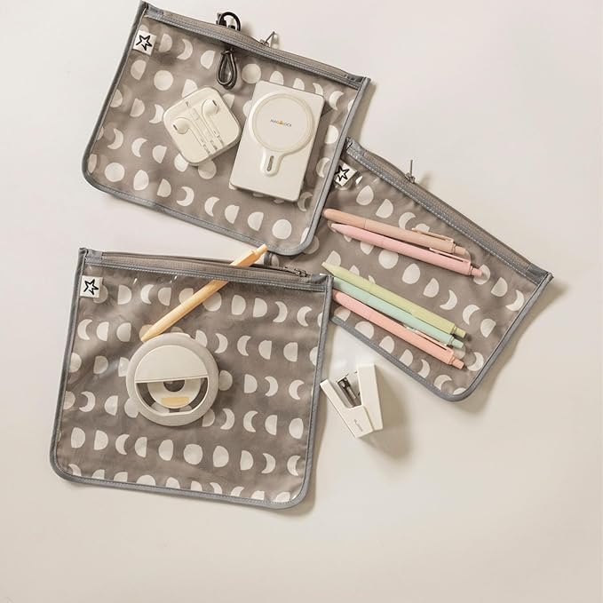 Tiny Twinkle Diaper Bag Organizing Pouches | Mess-Proof Clear Front Travel Organizer Bags | TSA Approved Toiletry Bag Set for Baby and Mom Essentials