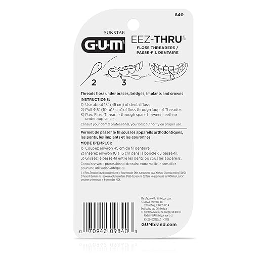 GUM EEZ-Thru Floss Threaders, Dental Flossers for Braces, Bridges, & Implants, 25 Count (Pack of 2)