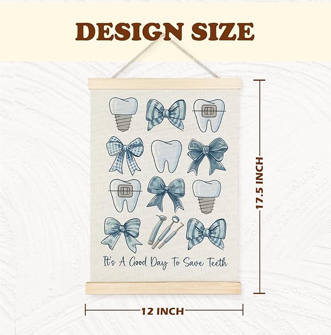 Yomisex Dentist Gifts Wall Art Poster, Dental Hygienist Assistant Office Gifts for Women, Blue Teeth Stuff Wall Art Framed for Dentist Office Home Decor, 12x16 Inch-(Blue)