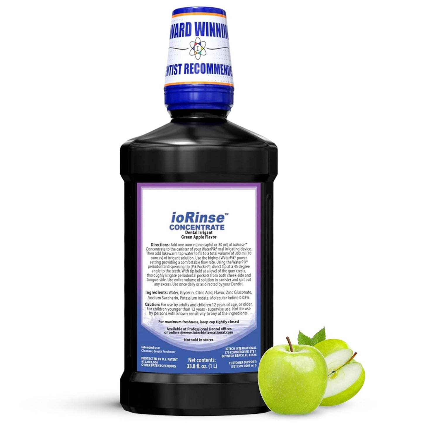 ioRinse Concentrated Irrigant with Active Molecular Iodine, Alcohol-Free Dental Irrigant, for use with Waterpik Water Flossers, and All Other Oral Irrigation Devices