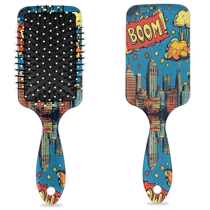 Kids Hair Brush for Boys Girls Toddler - Cartoon Comic Detangler Hairbrush for Wet Dry Thin Long Curly Hair Pain-Free Comb Glide Through Tangles with Ease and Massage Scalp