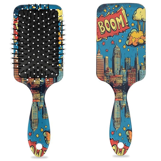 Kids Hair Brush for Boys Girls Toddler - Cartoon Comic Detangler Hairbrush for Wet Dry Thin Long Curly Hair Pain-Free Comb Glide Through Tangles with Ease and Massage Scalp