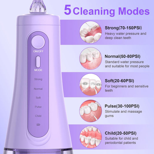 Water Flossers for Teeth, Cordless Water Dental for Teeth Cleaning, Water Flossers for Teeth Portable Oral Irrigator, USB Rechargeable for Home Travel Office