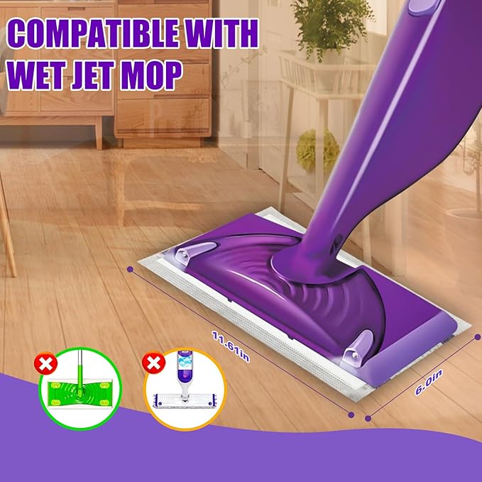 20 Count Disposable Mop Pads Refills for Swiffer Wet Jet Spray Mops, Wet Jet Mopping Pads for All Purpose Multi Surface Hardwood Floor Cleaning, 4 Layers Thickened and Super Absorbent.