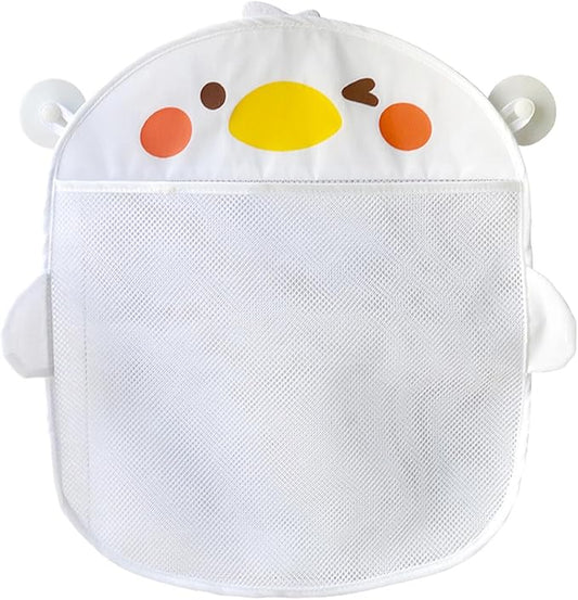 EMVANV Mesh Bath Toy Organizer，Wth 2 Suction Cups Hanging Mesh Bathtub Toy Holder for Kids and Baby Compatible with Bath Toy Storage(White)