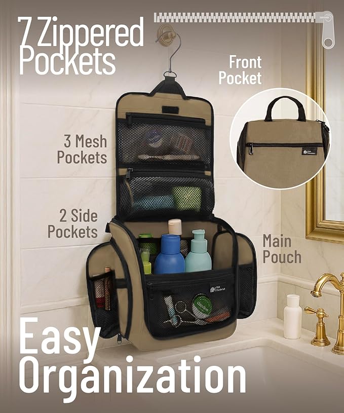 DD D&D Wanderlust D&D Hanging Travel Toiletry Bag for Men and Women – Cosmetics, Makeup and Toiletries Organizer Kit with 10 Compartments