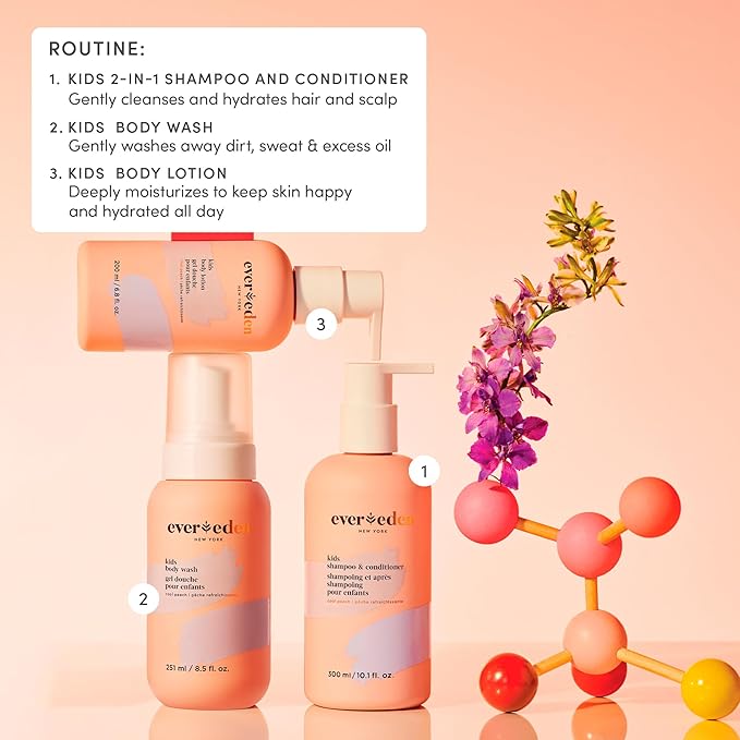 Evereden Multi-Vitamin Kids Body Wash Cool Peach: Gentle Body Wash Sensitive Skin Nourishment & Hydration Formula | Clean Non-Toxic for Kids | 8.5 fl oz.