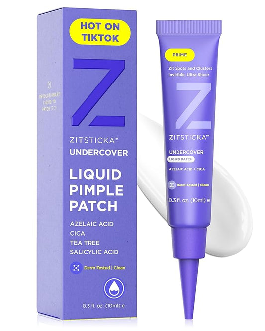 ZitSticka Liquid Pimple Patch - Invisible Pimple Patches for Face, Pimple Cream, Salicylic Acid Spot Cover For Face, Liquid Pimple Patch Large & Clear Fits to Makeup (0.3oz,10ml)