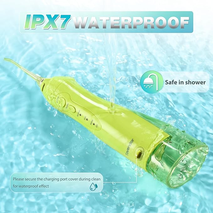 TOVENDOR Electric Water Dental Flosser Teeth Pick, Cordless Flossers Oral Irrigator IPX7 Waterproof 300ML Rechargeable Travel Water Teeth Cleaner with 5 Tips for Home Braces Care Gums Deep Cleaning
