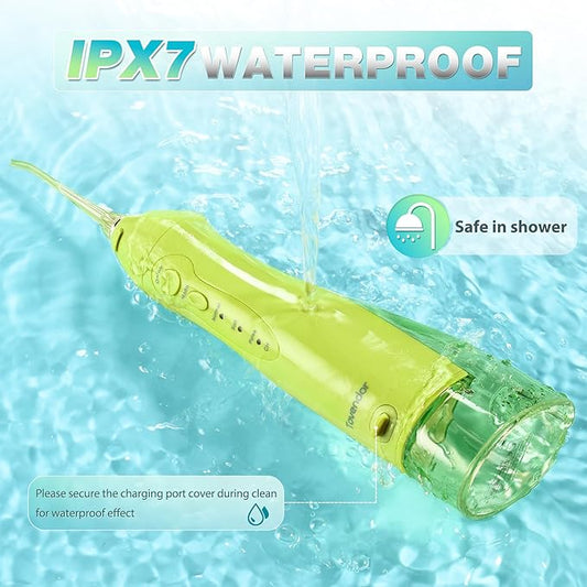TOVENDOR Electric Water Dental Flosser Teeth Pick, Cordless Flossers Oral Irrigator IPX7 Waterproof 300ML Rechargeable Travel Water Teeth Cleaner with 5 Tips for Home Braces Care Gums Deep Cleaning