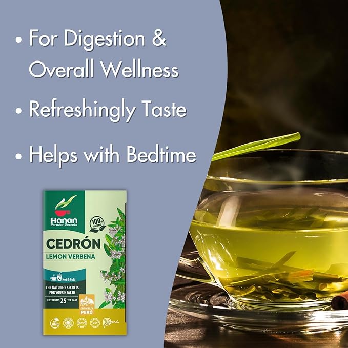 Lemon Verbena 25 Teabags of Cedron Herbal Tea All Natural Lemon Beebrush from Peru Used to Add Lemon Flavor in Cooking Perfumes Essential Oil