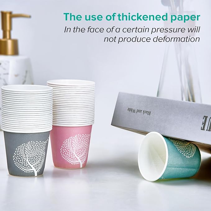 LITOPAK 600 Pack 3 oz Disposable Bathroom Cups, Colorful Small Disposable Paper Cups for Parties, Picnics, Barbecues, Travel and Events