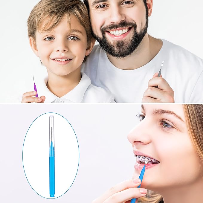 Patelai 100 Pieces Braces Brush for Cleaner Interdental Brush Toothpick Dental Tooth Flossing Head Oral Dental Hygiene Flosser Toothpick Cleaners Tooth Cleaning Tool (Attractive Colors)