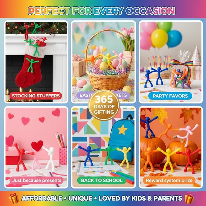 MAGMEN Classic Magnetic Fidget Toy Figures for Kids 3-8, Toddlers & Boys Girls | 10-Piece Solid Set for Travel, Road Trip, Desk & Stocking Stuffer Gifts.