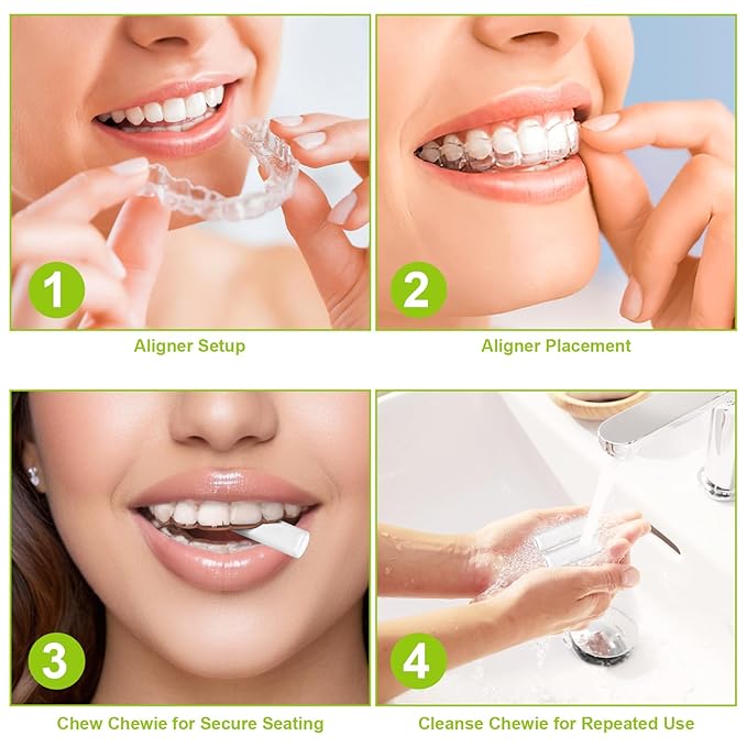 Invisalign Chewies, Chewies for Invisalign Aligners, Each Resealable Pouch Contains 2 Chewies and an Invisalign Remover Tool for Retainer and Orthodontic Care (Green Mint)