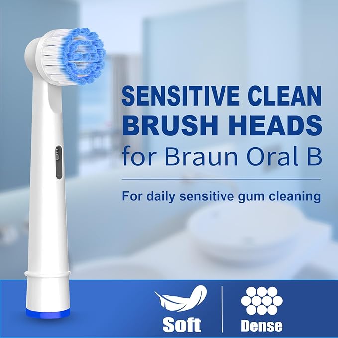 Pro Sensitive Gum Care Replacement Brush Heads Compatible with Oral-B Electric Toothbrushes, 16 Pack High Density Extra Soft Bristles Toothbrush Heads Refill, White