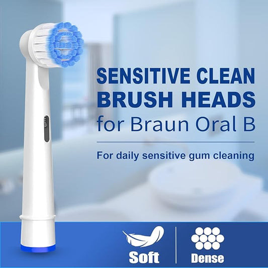 Pro Sensitive Gum Care Replacement Brush Heads Compatible with Oral-B Electric Toothbrushes, 16 Pack High Density Extra Soft Bristles Toothbrush Heads Refill, White