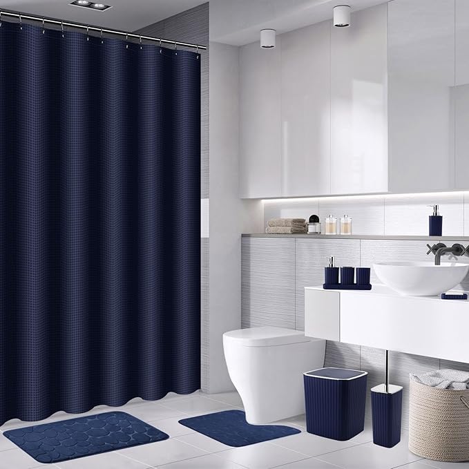 28PC Bathroom Set - Gorgeous Blue Bathroom Set, Bathroom Accessory Set, Blue Shower Curtain Set with 5PC Shower Organizer