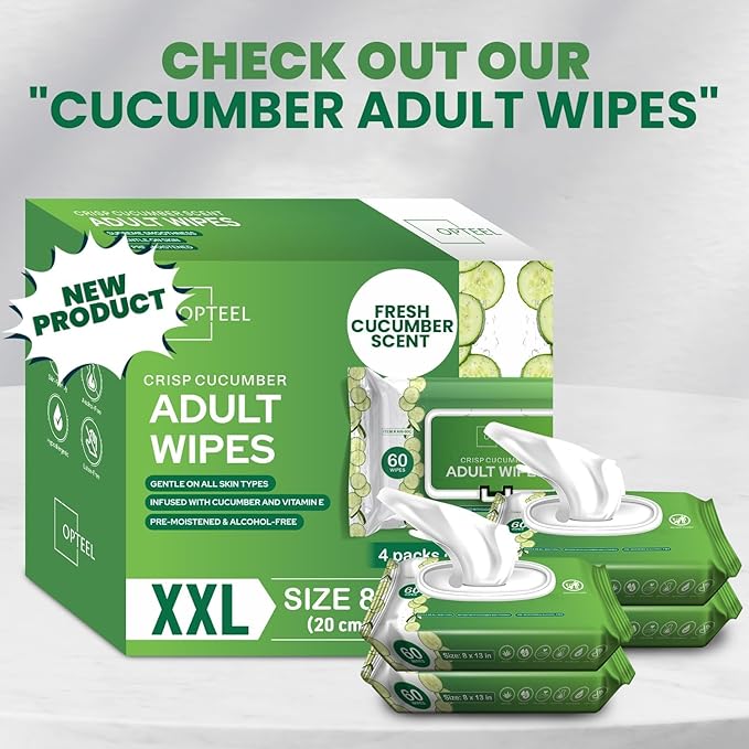 Adult Wipes For Elderly - 8"x13" Extra Large & Soft Wet Wipes for Adults Bathing No-Rinse - Incontinence Disposable Washcloths, Vitamin E & Aloe Infused for Men & Women 720ct (12 Packs of 60)