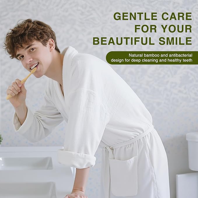 Bamboo Toothbrushes for Adults, BPA Free Bristles, Medium Soft, 5 PCS Bamboo Toothbrush for Dental Hygiene, Gum Care, Compostable, Eco Friendly, Compostable and Sustainable (Blue)