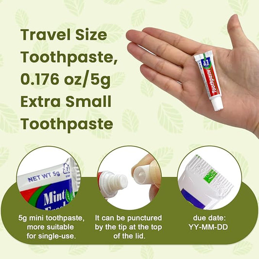 200 pcs Bulk Travel Size Toothpaste, 0.176 oz Extra Small Toothpaste Travel Size Bulk Disposable for Hotel, Guests, Homeless, Charity, Mint (Mini Size, Only for Single Use)