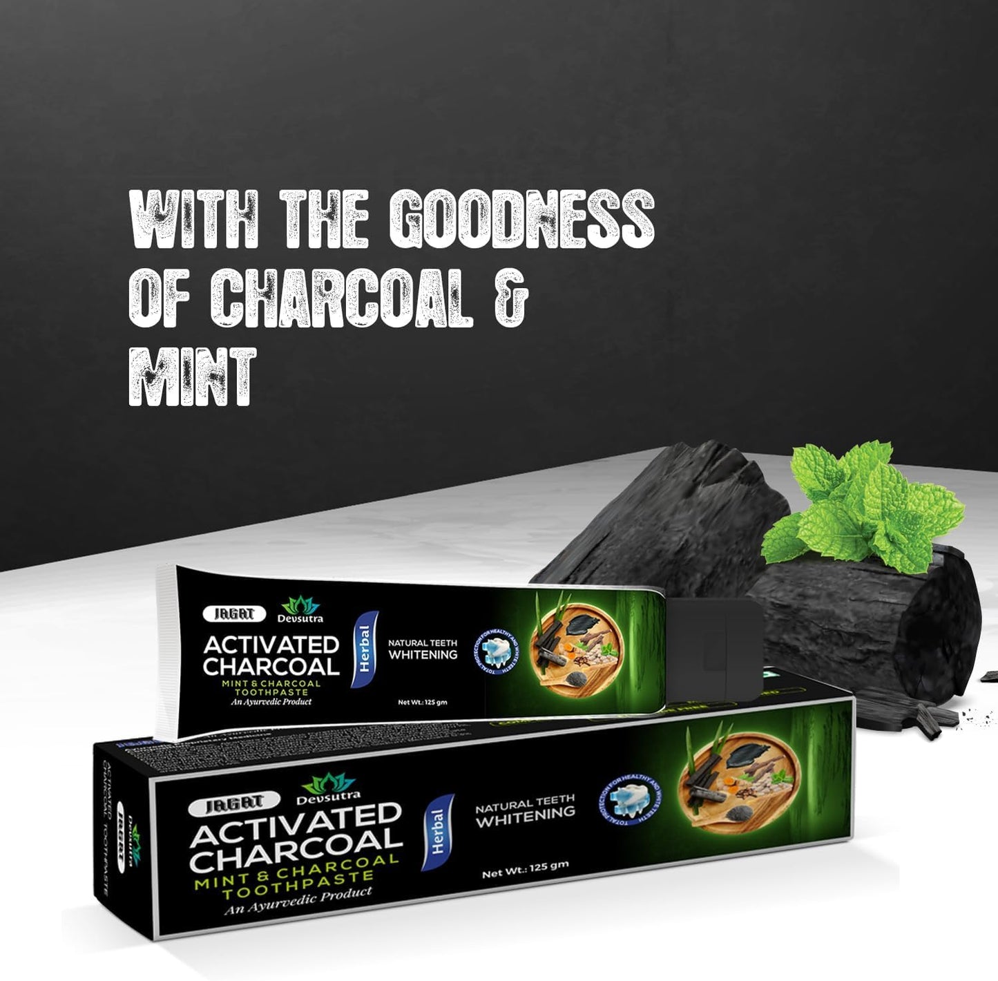 Jagat Activated Charcoal Toothpaste Pack of 3 – Teeth Whitening Tooth Paste with Charcoal Flavor, Fluoride Free Toothpaste for Adult, Natural Travel Tooth Paste, Vegan, Non Toxic, Gluten Free