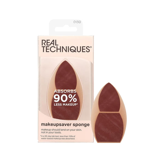 Real Techniques Makeupsaver Sponge, Makeup Blender Sponge For Liquid & Cream Formulations, Natural Finish & Reduces Makeup Waste, Targeted Application, Cruelty & Latex-Free, 1 Count