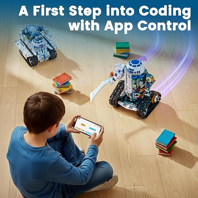 STEM RC Robot Building Kit - 3 in 1 APP & Remote Control Robotics for Kids Ages 8-12, DIY Educational Toy Programming & Science Project Kit, Birthday Gifts for Boys Girls